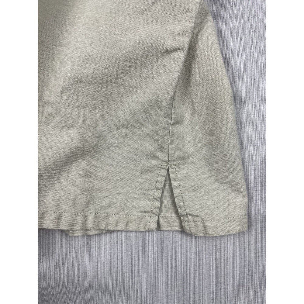 Linen Cotton Short Sleeve Button Down Embroidered Collar Cherokee XL - Picture 5 of 7